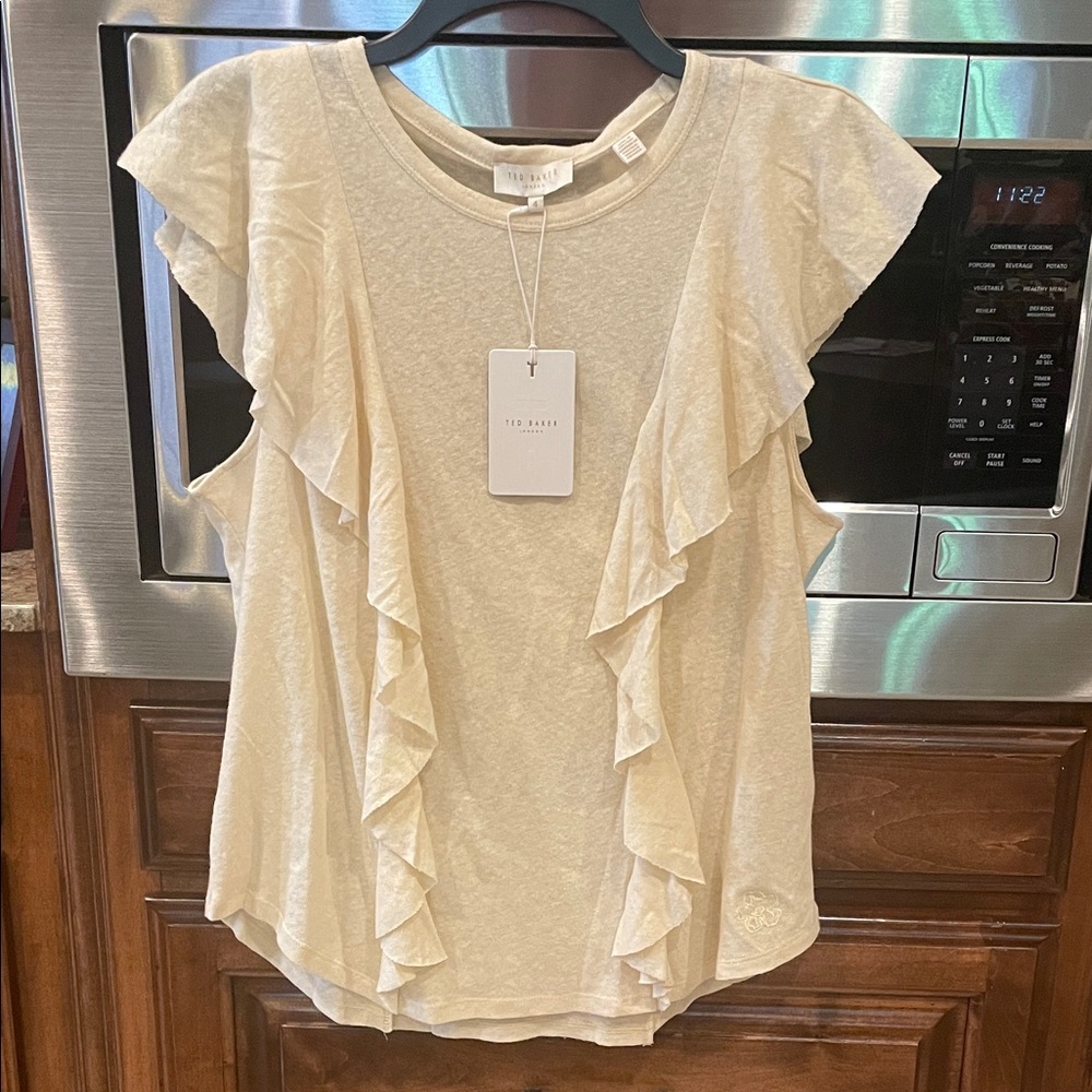 Ted Baker Beige Ruffle Sleeve Blouse